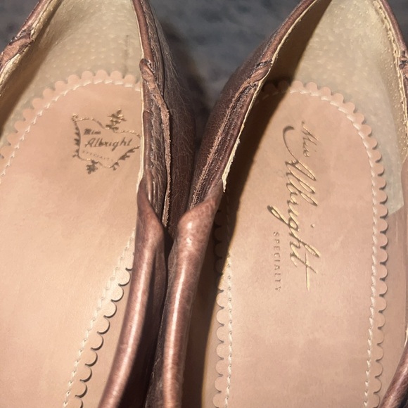 ANTHROPOLOGIE MISS ALBRIGHT Leather Clog Heeled Sandal Bootie Open Toe 8.5B - Picture 5 of 6